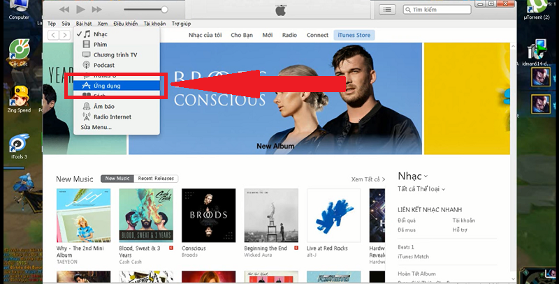 Cài đặt ứng dụng thông qua iTunes - Bước 1